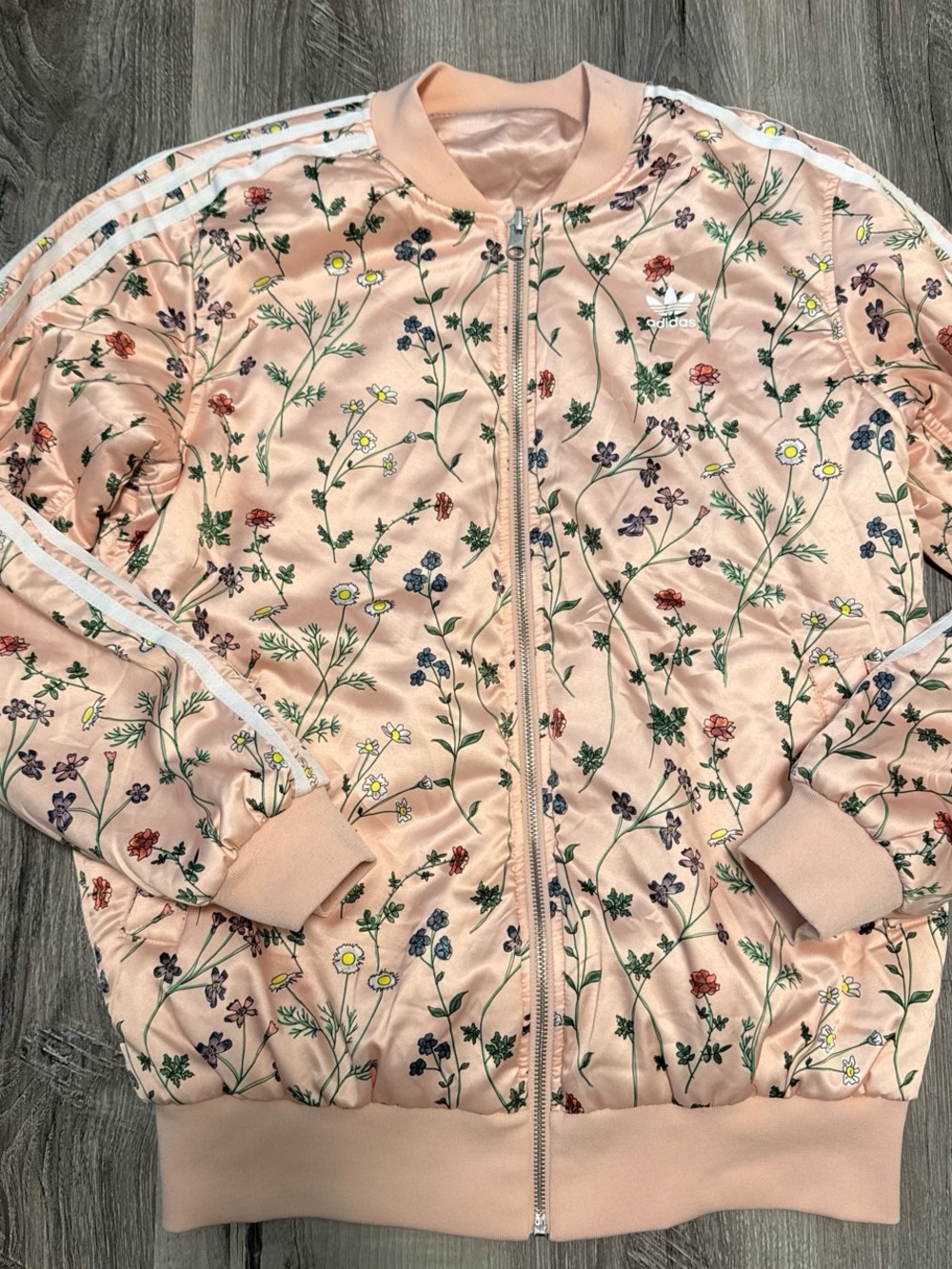Adidas Women's Satun Pink Floral Reversible Bomber Jacket